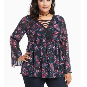 Floral print chiffon top
